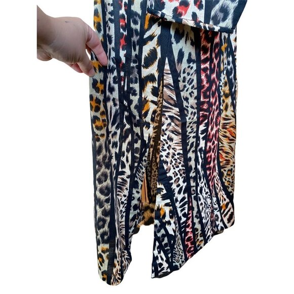 Animal print leopard long sleeves shift shirt-dress kaftan tunic kurta XS/S - Picture 10 of 12